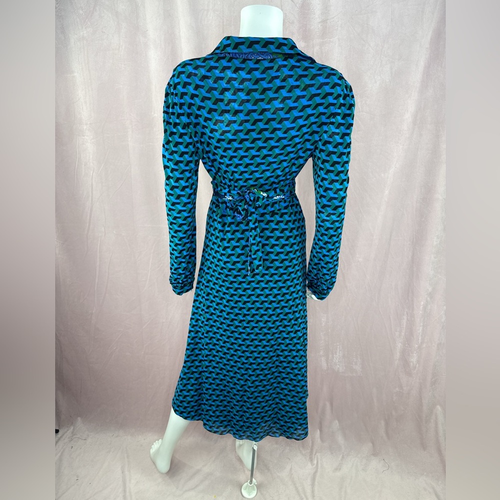 Diane Von Furstenberg DVF  Womens Blue Floral Wrap Dress Reversible Size 6 - Picture 3 of 5